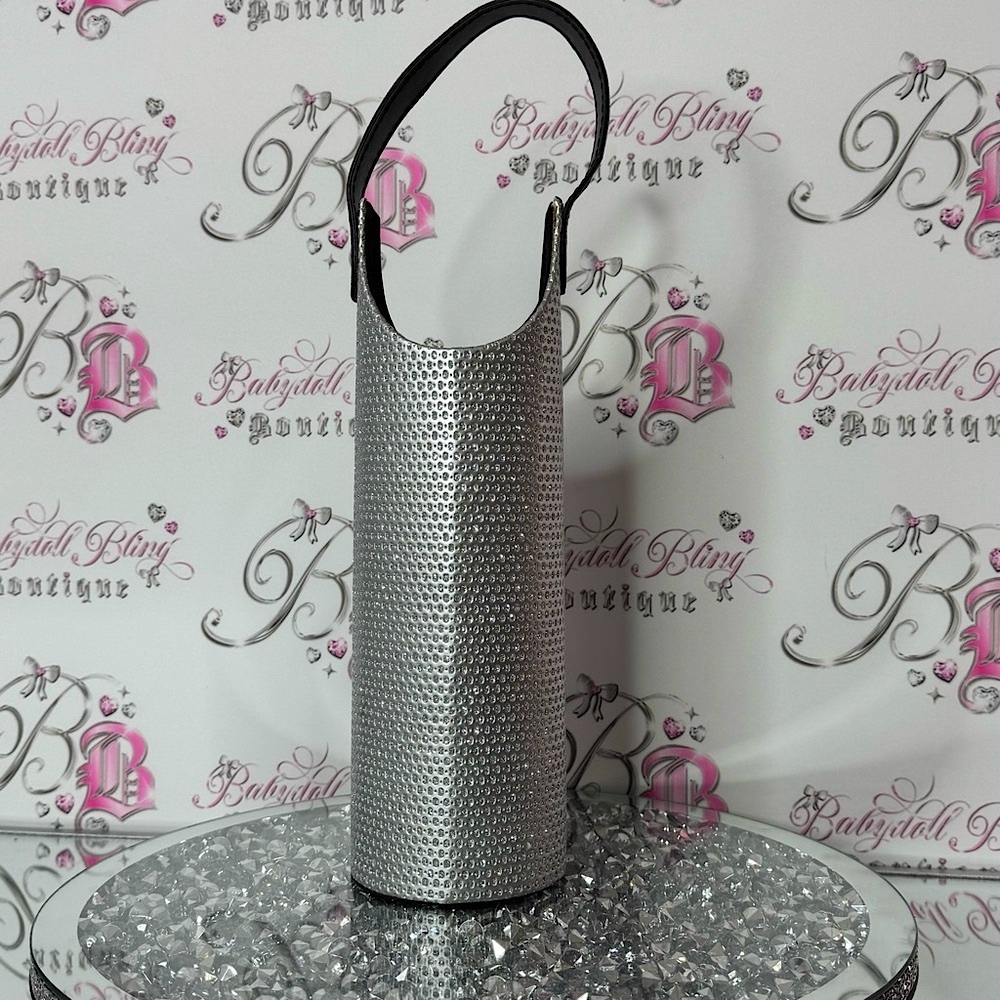 Wine Tote bag holdable silver sparkly Carrier picnic